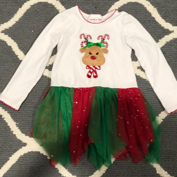 Jessica Ann Other - 3T Christmas reindeer dress- red,green,silver